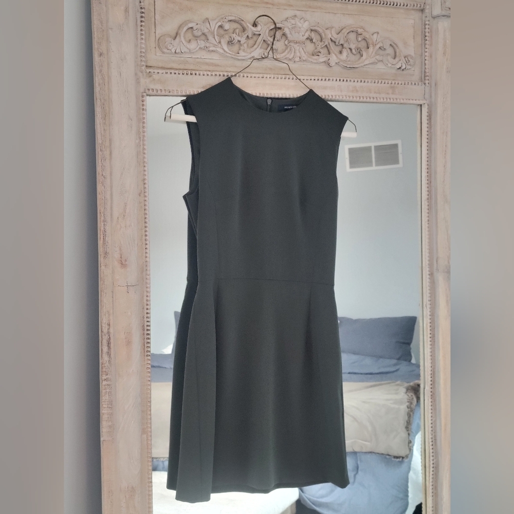 French Connection Green Midi Sheath Dress for Cocktail with Crew Neck